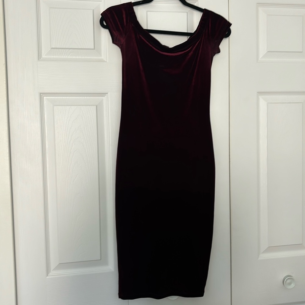 Red suede midi dress